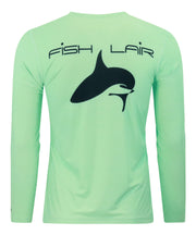 FISH LAIR | Cyan Green | Long Sleeve | Large Logo Design T-Shirt
