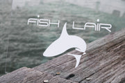 FISH LAIR  White Vinyl Decal Sticker -  (7"W x 3.5"H)