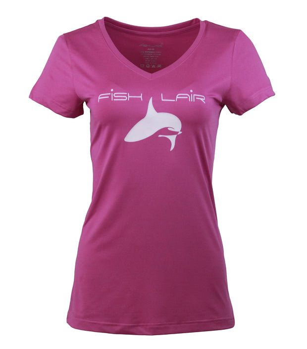 FISH LAIR | Women | Magenta V-Neck T-Shirt