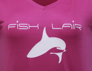 FISH LAIR Women V-Neck Magenta T-Shirt